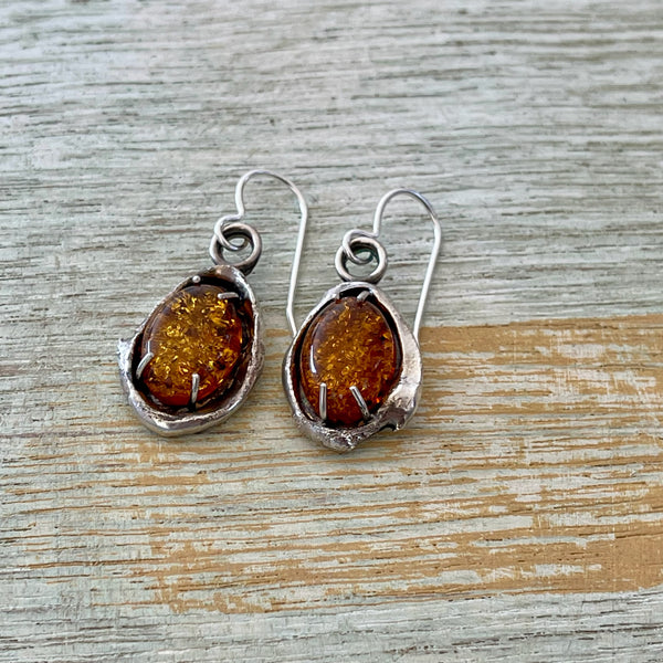 Sterling silver sale amber earrings