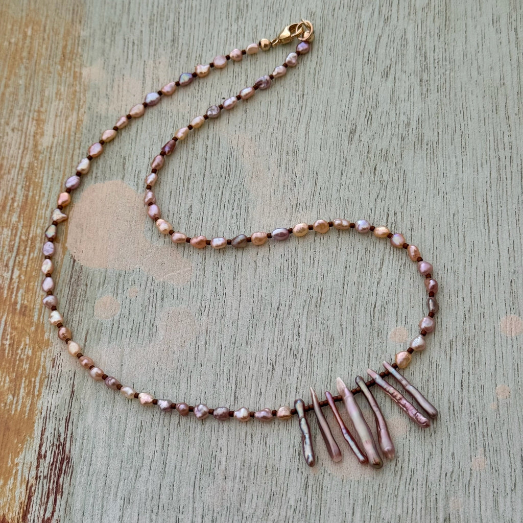 Blush Stick Pearl Necklace