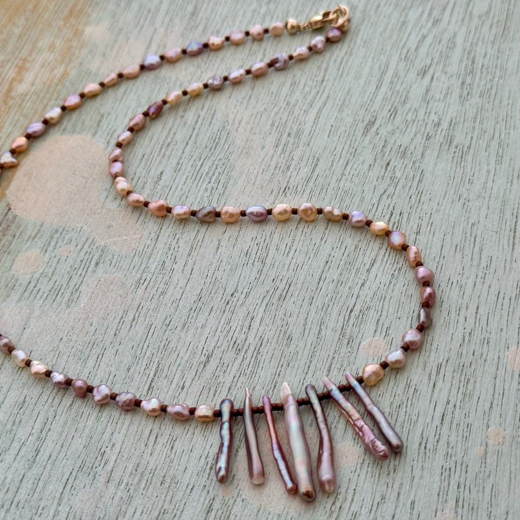 Blush Stick Pearl Necklace