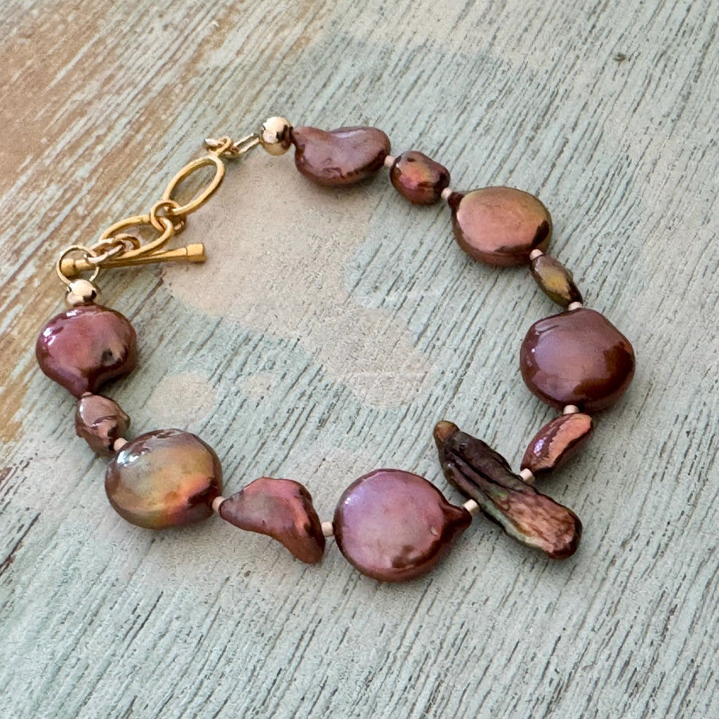 Bronze Pearl Bracelet